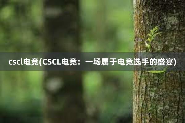 cscl电竞(CSCL电竞：一场属于电竞选手的盛宴)