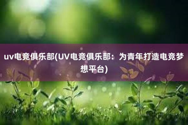 uv电竞俱乐部(UV电竞俱乐部：为青年打造电竞梦想平台)