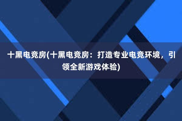 十黑电竞房(十黑电竞房：打造专业电竞环境，引领全新游戏体验)