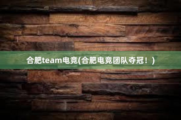 合肥team电竞(合肥电竞团队夺冠！)