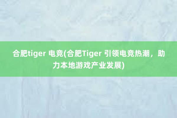 合肥tiger 电竞(合肥Tiger 引领电竞热潮，助力本地游戏产业发展)