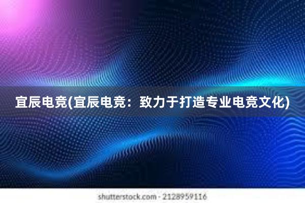 宜辰电竞(宜辰电竞：致力于打造专业电竞文化)