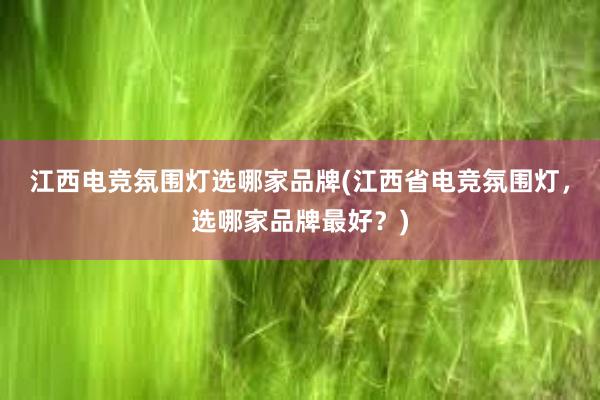 江西电竞氛围灯选哪家品牌(江西省电竞氛围灯，选哪家品牌最好？)