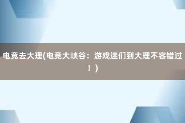 电竞去大理(电竞大峡谷：游戏迷们到大理不容错过！)