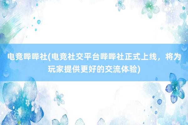 电竞哔哔社(电竞社交平台哔哔社正式上线，将为玩家提供更好的交流体验)