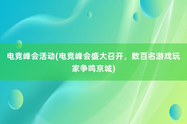 电竞峰会活动(电竞峰会盛大召开，数百名游戏玩家争鸣京城)