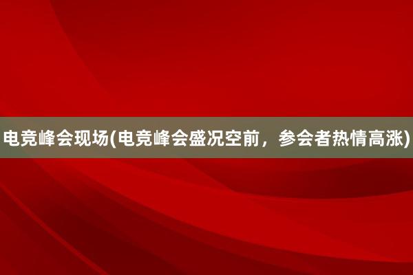 电竞峰会现场(电竞峰会盛况空前，参会者热情高涨)