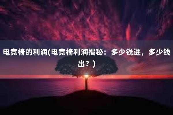 电竞椅的利润(电竞椅利润揭秘：多少钱进，多少钱出？)