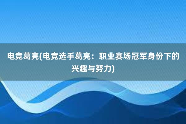 电竞葛亮(电竞选手葛亮：职业赛场冠军身份下的兴趣与努力)