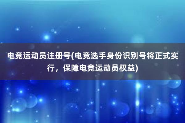 电竞运动员注册号(电竞选手身份识别号将正式实行，保障电竞运动员权益)