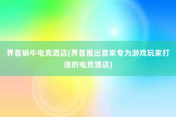 界首蜗牛电竞酒店(界首推出首家专为游戏玩家打造的电竞酒店)