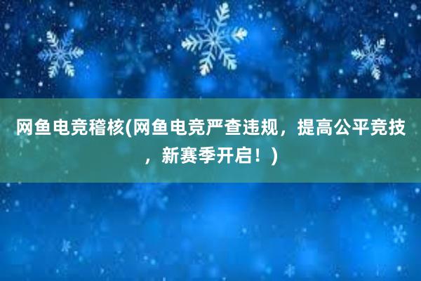 网鱼电竞稽核(网鱼电竞严查违规，提高公平竞技，新赛季开启！)