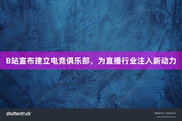 B站宣布建立电竞俱乐部，为直播行业注入新动力