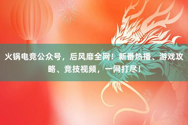 火锅电竞公众号，后风靡全网！新番热播、游戏攻略、竞技视频，一网打尽！