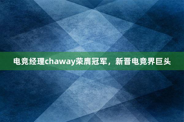 电竞经理chaway荣膺冠军，新晋电竞界巨头