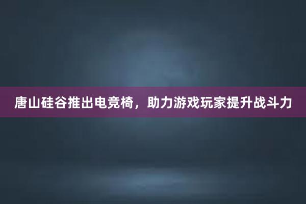 唐山硅谷推出电竞椅，助力游戏玩家提升战斗力