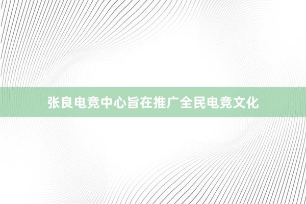 张良电竞中心旨在推广全民电竞文化