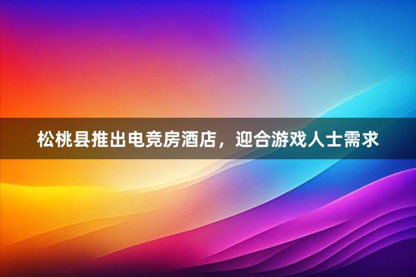 松桃县推出电竞房酒店，迎合游戏人士需求