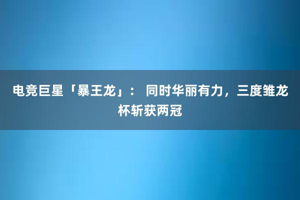 电竞巨星「暴王龙」： 同时华丽有力，三度雏龙杯斩获两冠