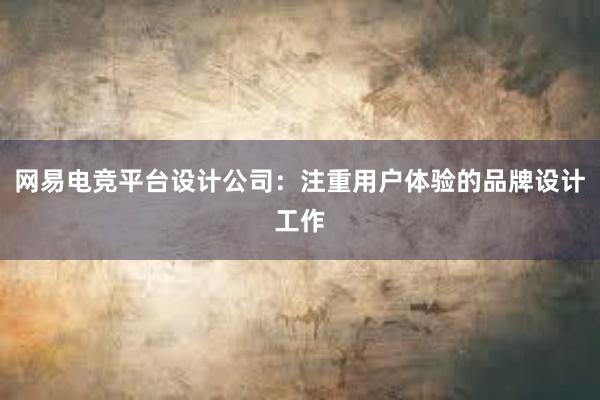 网易电竞平台设计公司：注重用户体验的品牌设计工作