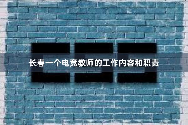 长春一个电竞教师的工作内容和职责